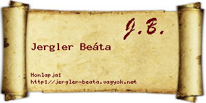 Jergler Beáta névjegykártya